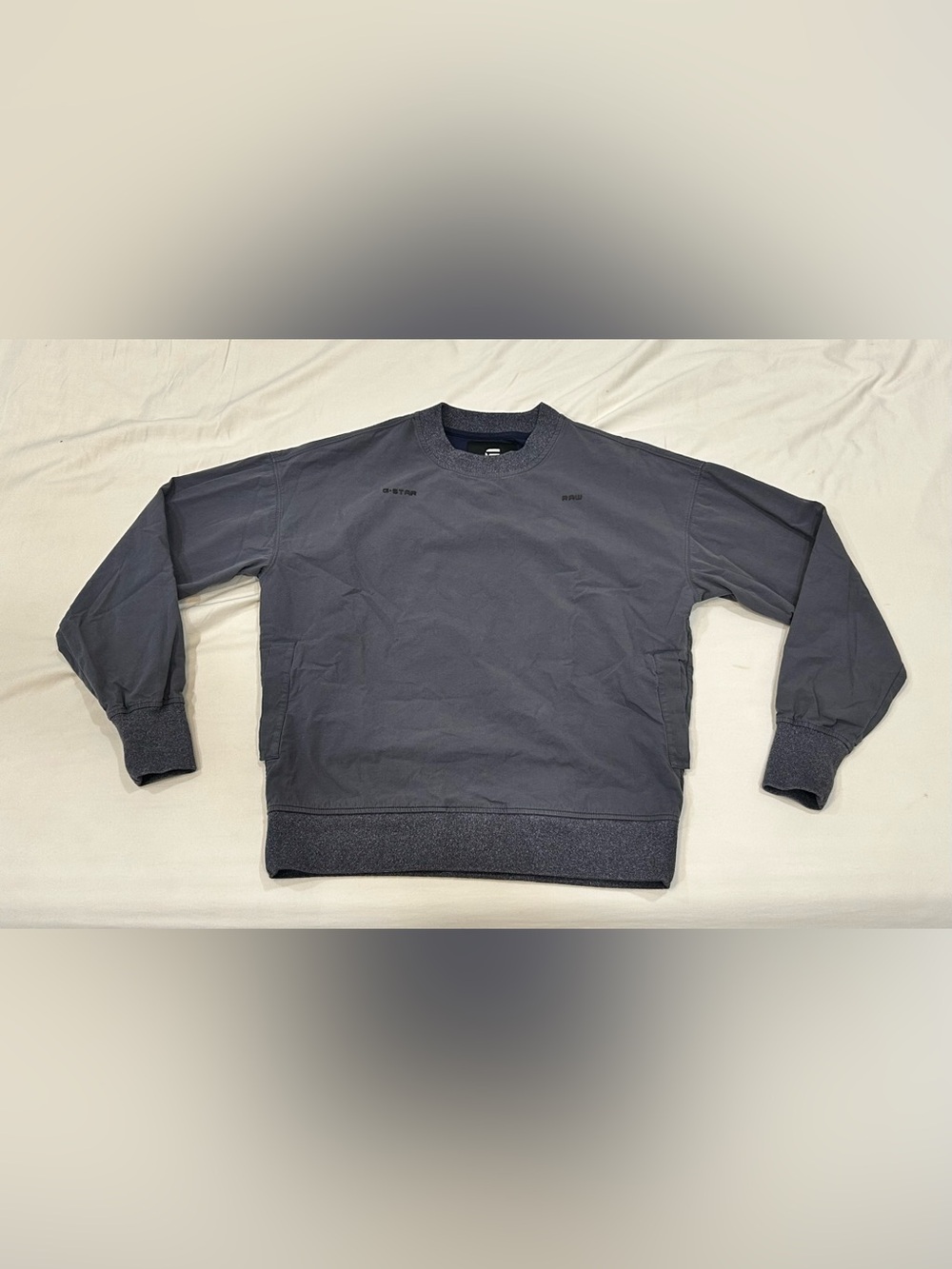 G Star Raw Sweatshirt Gray Longsleeve Pullover Sweatshirt Pockets Men's Small